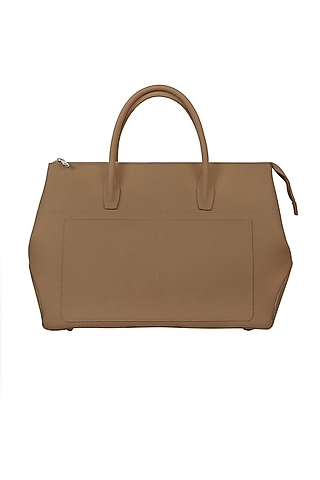 Beige Vegan Leather Duffle Bag by The House Of Ganges Men