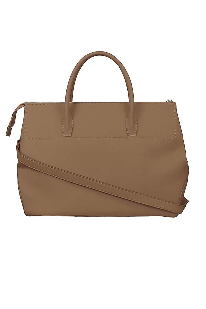 Beige Vegan Leather Duffle Bag by The House Of Ganges Men at Pernia's Pop Up Shop