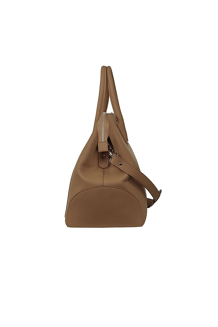 Beige Vegan Leather Duffle Bag by The House Of Ganges Men at Pernia's Pop Up Shop