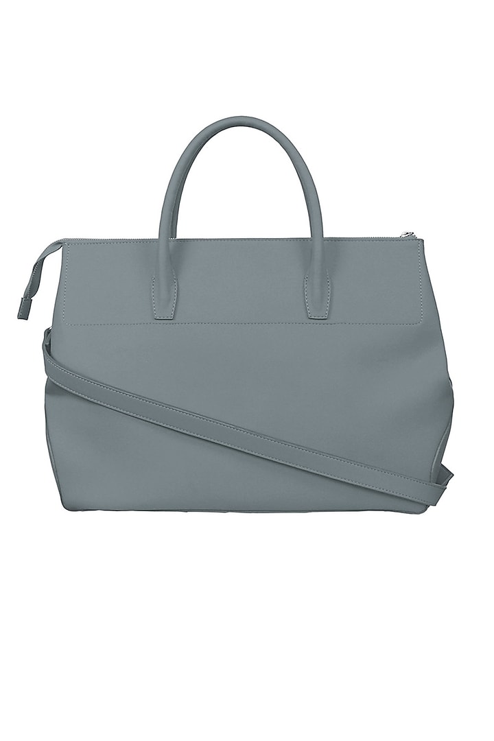 Grey Vegan Leather Duffle Bag by The House Of Ganges Men at Pernia's Pop Up Shop