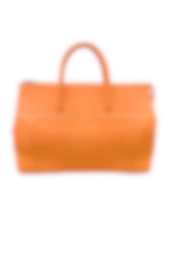 Orange Vegan Leather Duffle Bag by The House Of Ganges Men