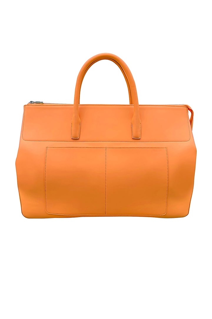 Orange Vegan Leather Duffle Bag by The House Of Ganges Men