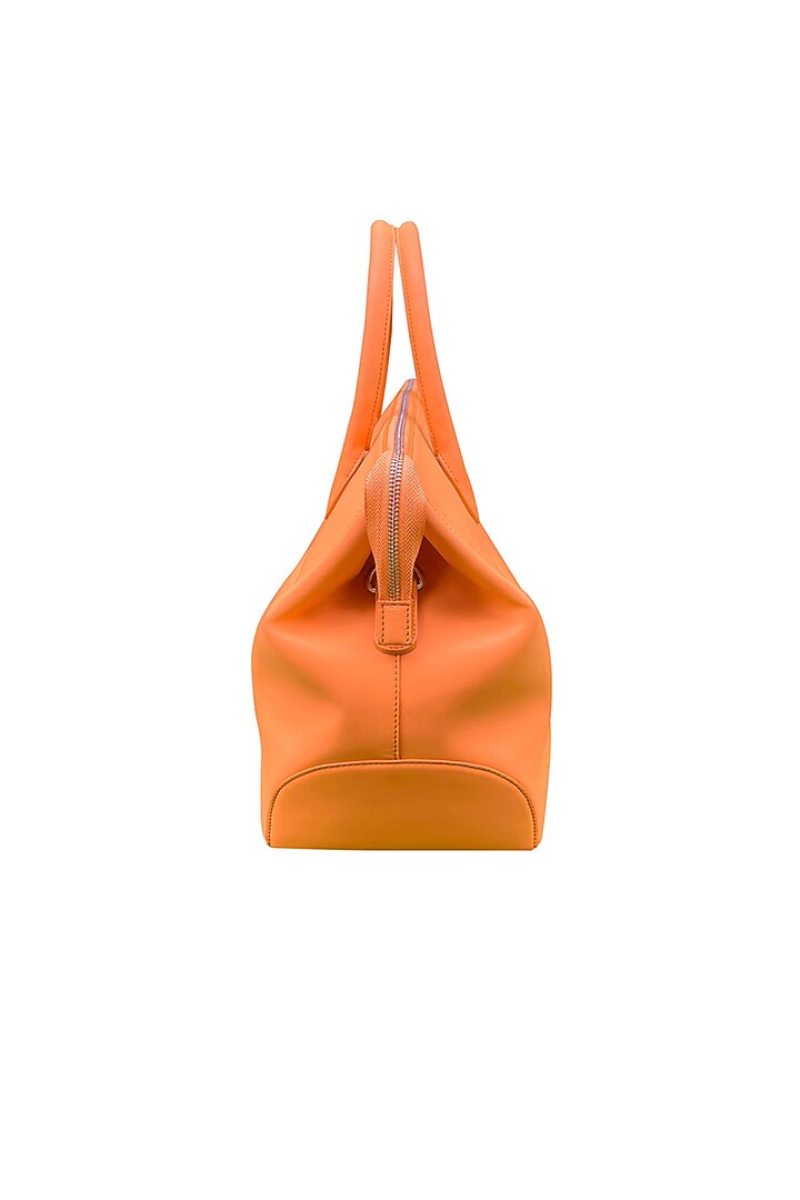 Orange Vegan Leather Duffle Bag by The House Of Ganges Men at Pernia's Pop Up Shop