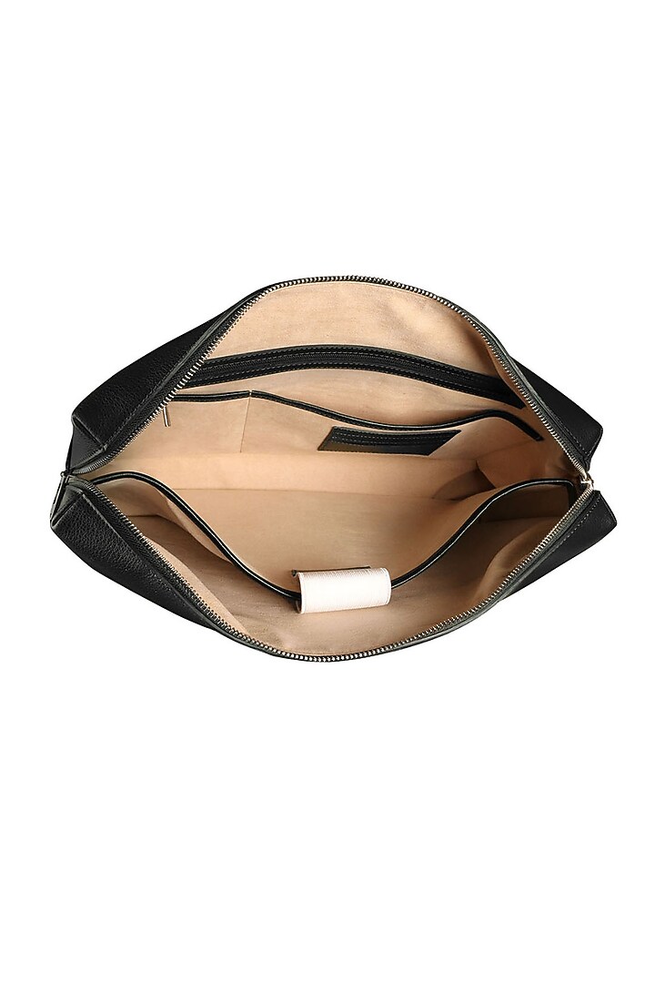 Black Faux Leather Laptop Bag by The House Of Ganges Men at Pernia's Pop Up Shop