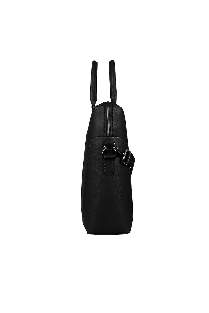 Black Faux Leather Laptop Bag by The House Of Ganges Men at Pernia's Pop Up Shop