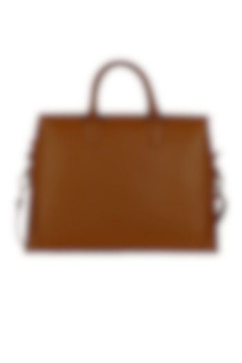 Brown Faux Leather Laptop Bag by The House Of Ganges Men