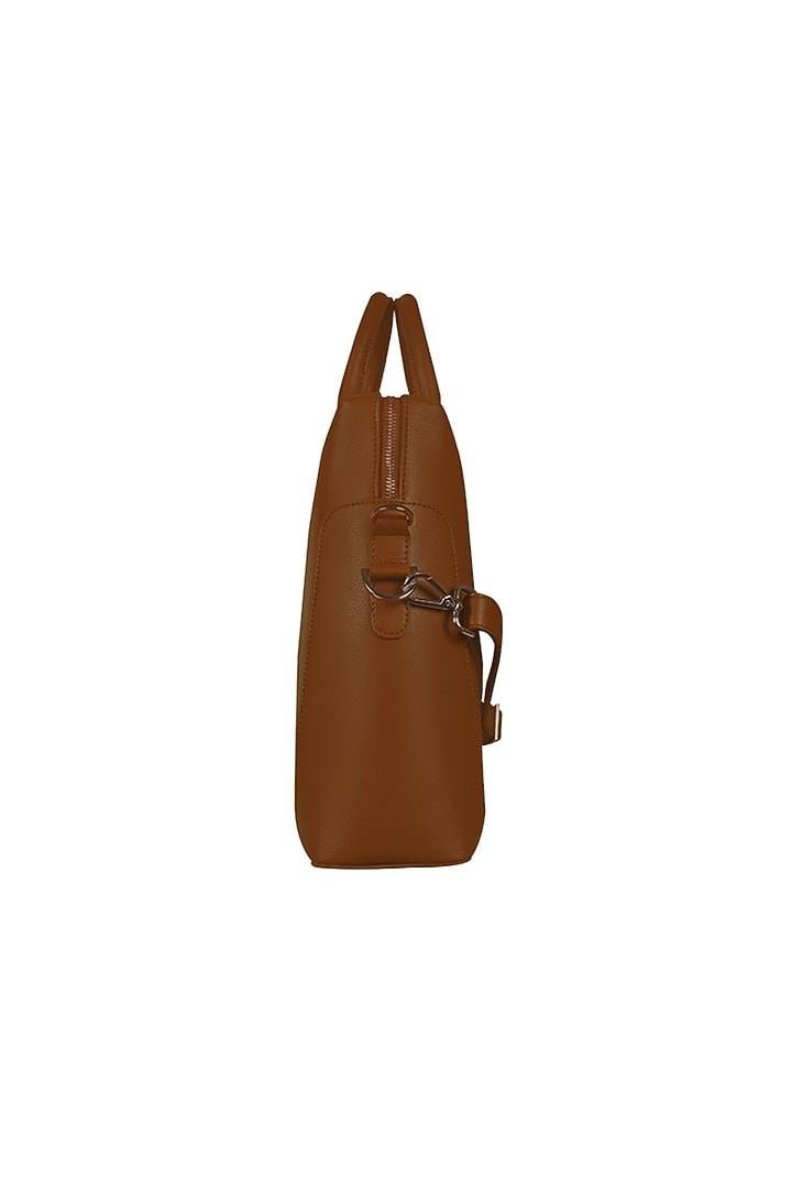 Brown Faux Leather Laptop Bag by The House Of Ganges Men at Pernia's Pop Up Shop