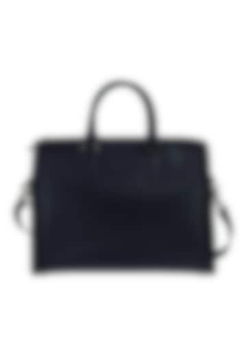 Black Faux Leather Laptop Bag by The House Of Ganges Men