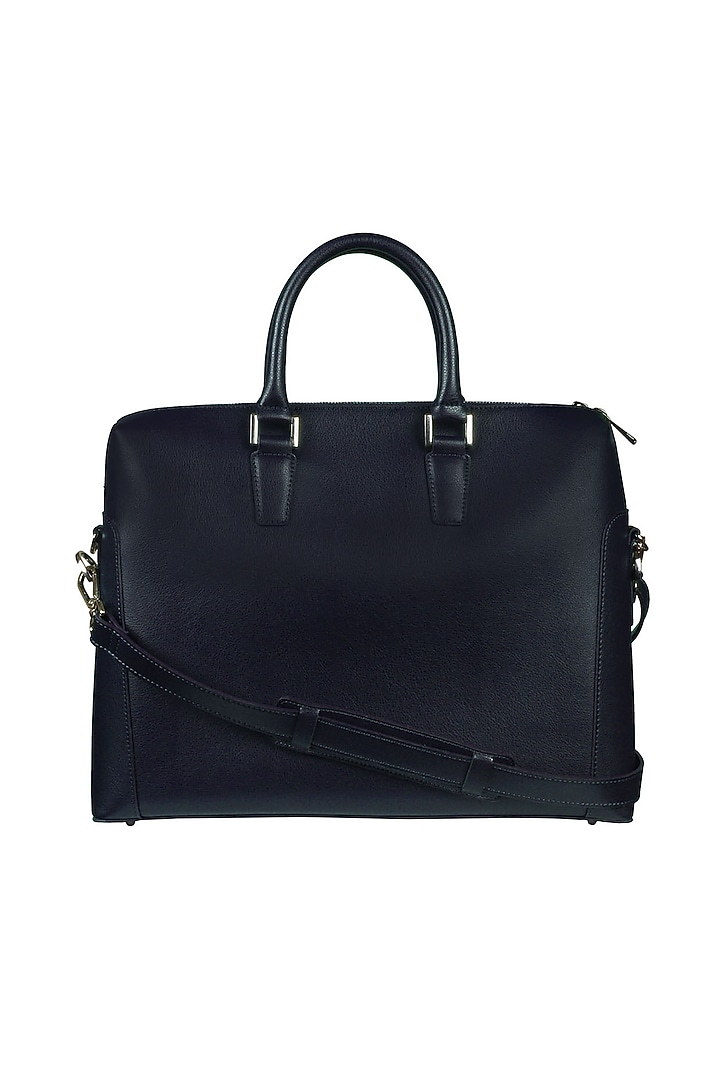 Black Faux Leather Laptop Bag by The House Of Ganges Men at Pernia's Pop Up Shop