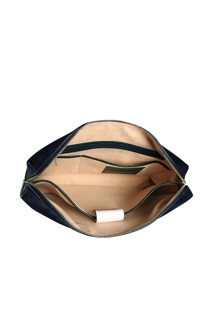Black Faux Leather Laptop Bag by The House Of Ganges Men at Pernia's Pop Up Shop