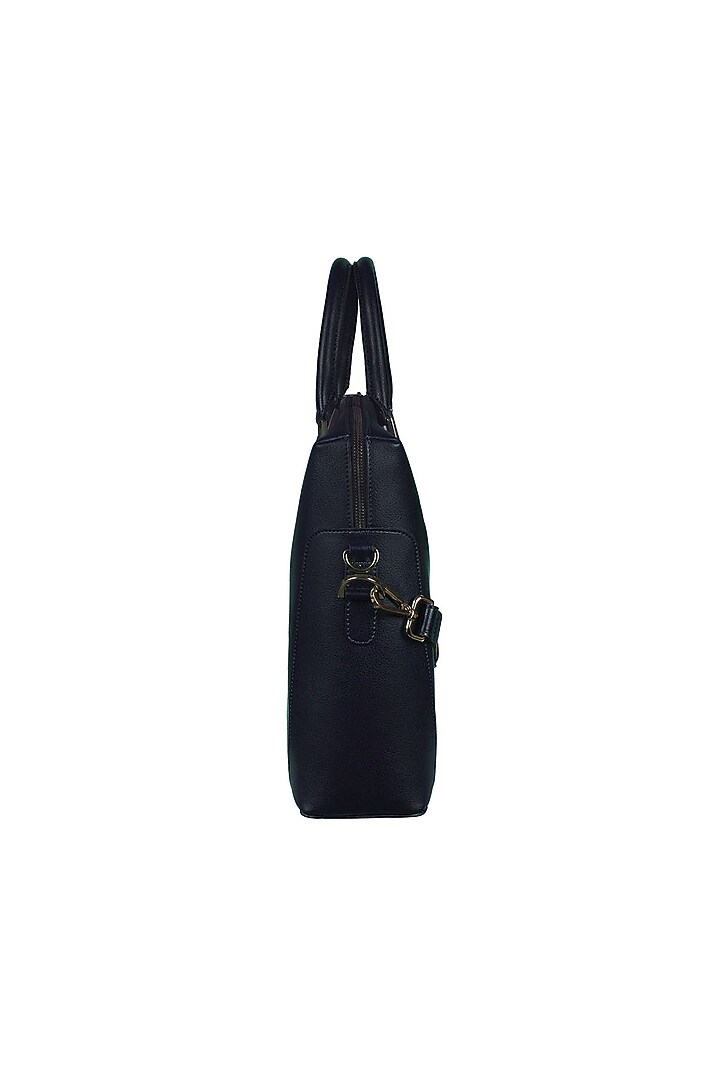 Black Faux Leather Laptop Bag by The House Of Ganges Men at Pernia's Pop Up Shop