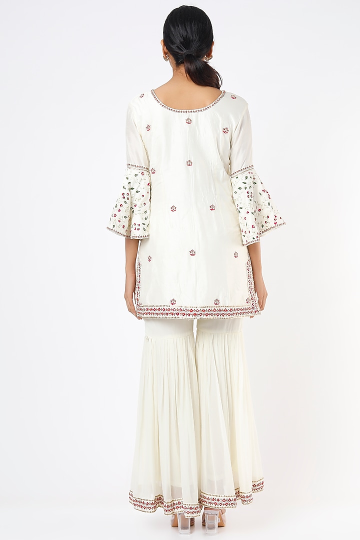 Ivory Embroidered Party Wear Sharara Set by THE HOUSE OF KOSH at Pernia's Pop Up Shop