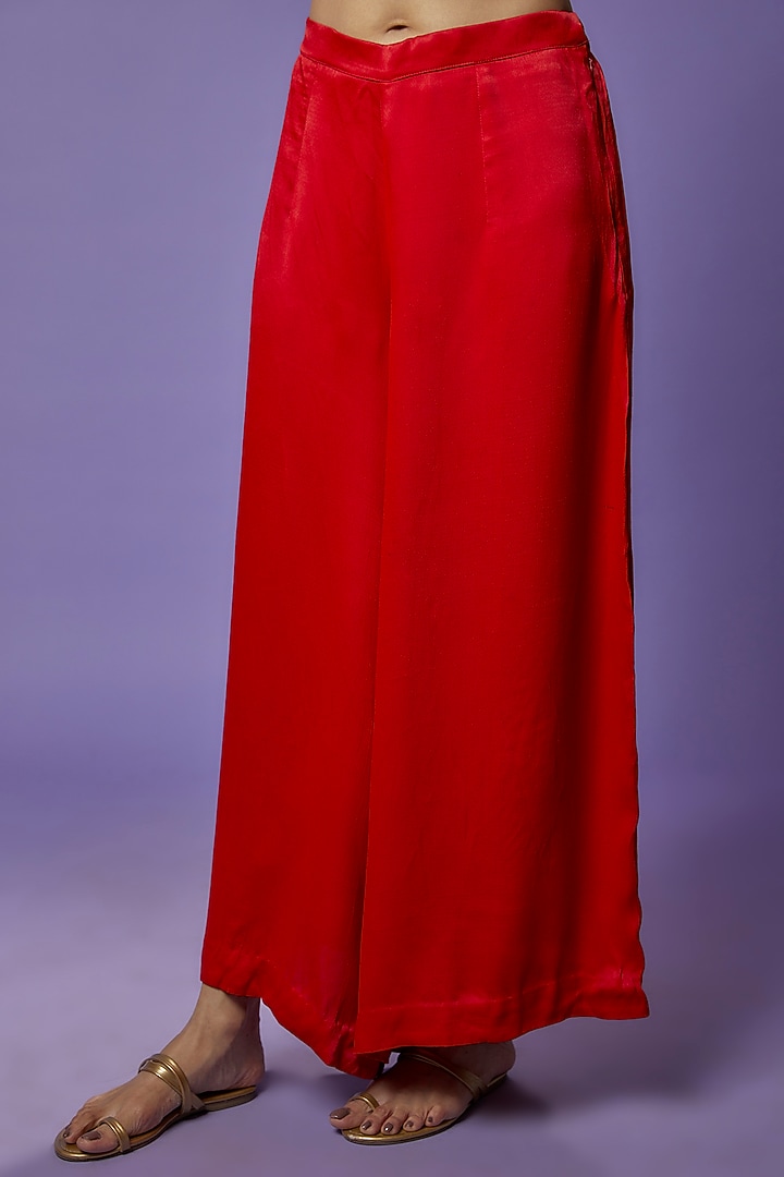 Red Silk Embroidered Cape Set by THE HOUSE OF KOSH at Pernia's Pop Up Shop