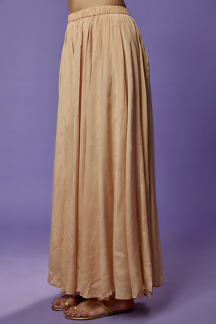 Champagne Silk Embroidered Party Wear Sharara Set by THE HOUSE OF KOSH at Pernia's Pop Up Shop
