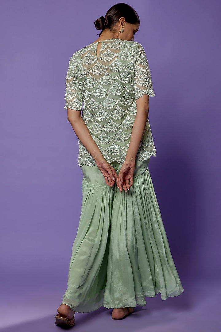 Sky Blue Organza Party Wear Sharara Set by THE HOUSE OF KOSH at Pernia's Pop Up Shop