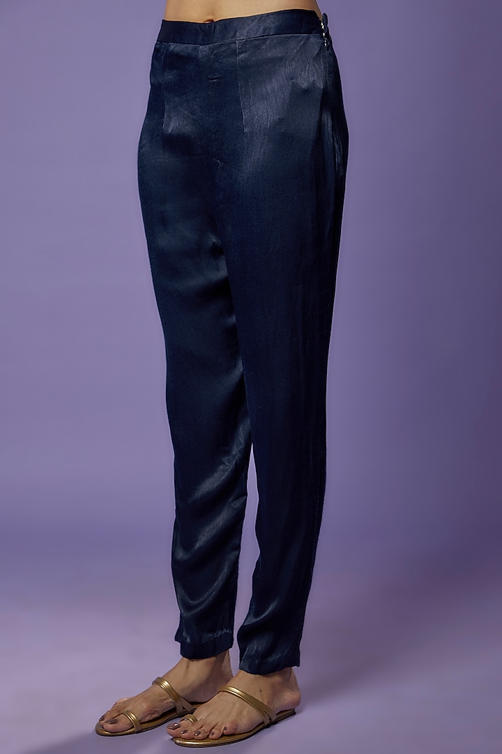 Navy Blue Organza Embroidered Jacket Set by THE HOUSE OF KOSH at Pernia's Pop Up Shop