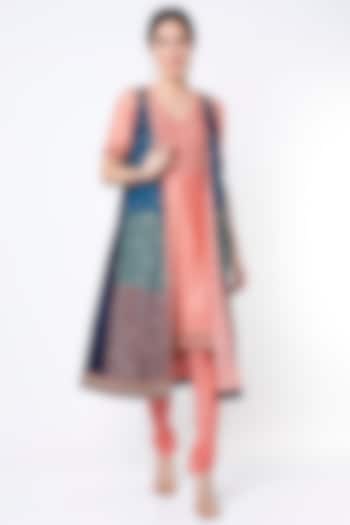 Geranium Pink Silk Zardosi Embroidered Kurta Set by THE HOUSE OF KOSH at Pernia's Pop Up Shop