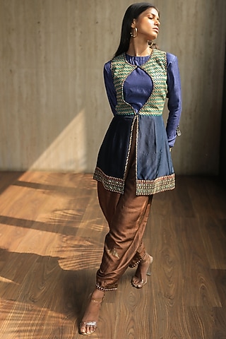Light Blue Embroidered Jacket Set by THE HOUSE OF KOSH