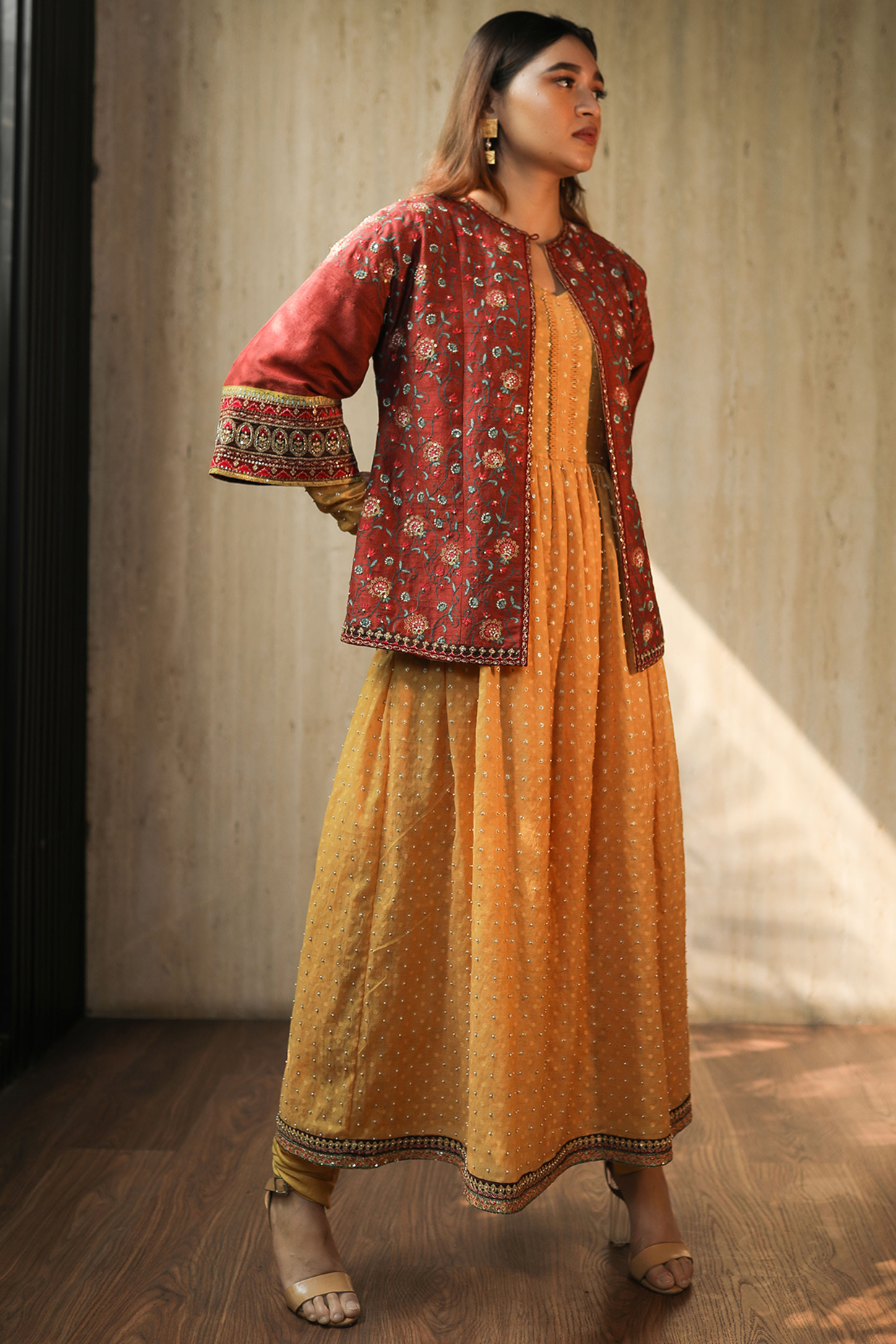Yellow Silk Pearl Embroidered Kurta Set by THE HOUSE OF KOSH at Pernia's Pop Up Shop