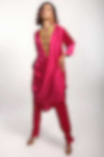Fuchsia Embroidered Draped Tunic by THE HOUSE OF KOSH at Pernia's Pop Up Shop