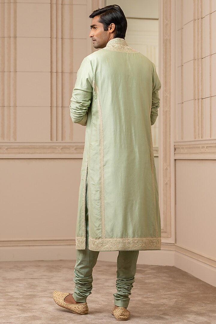 Jade Spun Silk Zardosi Embroidered Kurta Set by Tarun Tahiliani Men at Pernia's Pop Up Shop