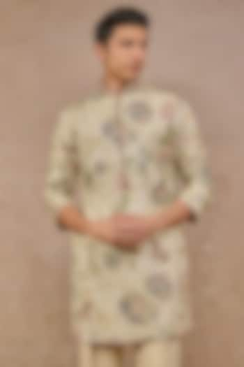 Multi-Colored Jacquard Floral Motif Work Kurta by Tarun Tahiliani Men