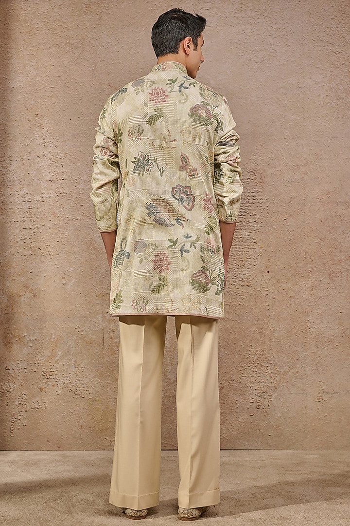 Multi-Colored Jacquard Floral Motif Work Kurta by Tarun Tahiliani Men at Pernia's Pop Up Shop