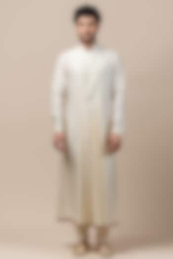 Ivory Front Pleated Kurta Set by Tarun Tahiliani Men at Pernia's Pop Up Shop
