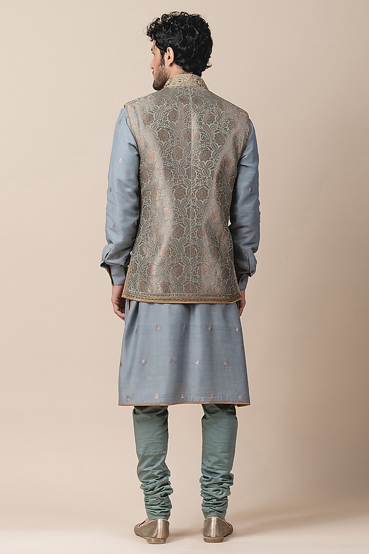 Jade Green Zardosi Bundi Jacket by Tarun Tahiliani Men at Pernia's Pop Up Shop