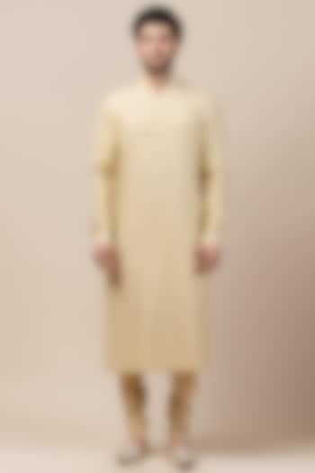 Golden textured Kurta Set by Tarun Tahiliani Men