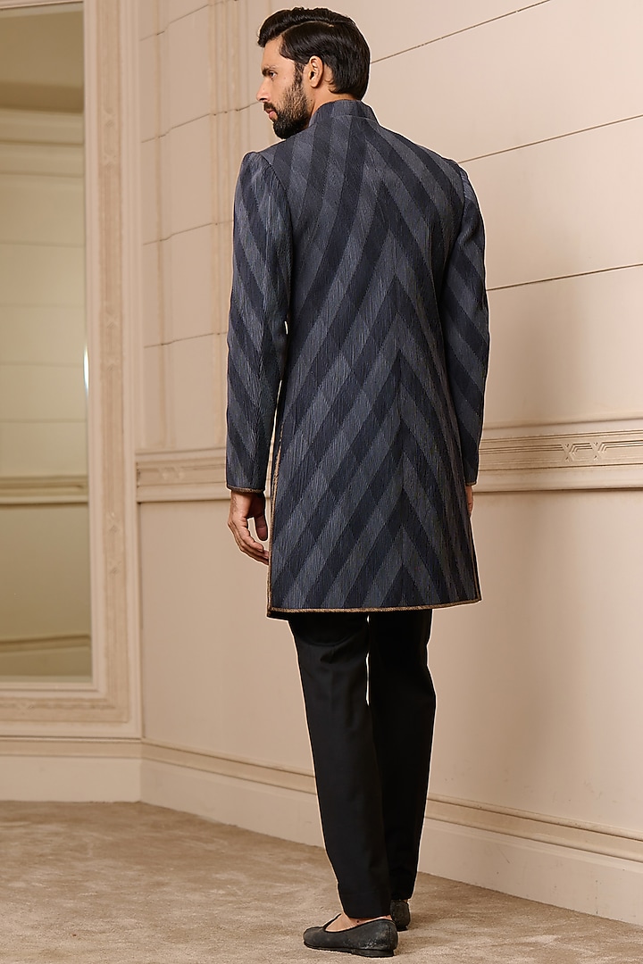 Charcoal Organza & Mulmul Achkan Jacket Set by Tarun Tahiliani Men at Pernia's Pop Up Shop