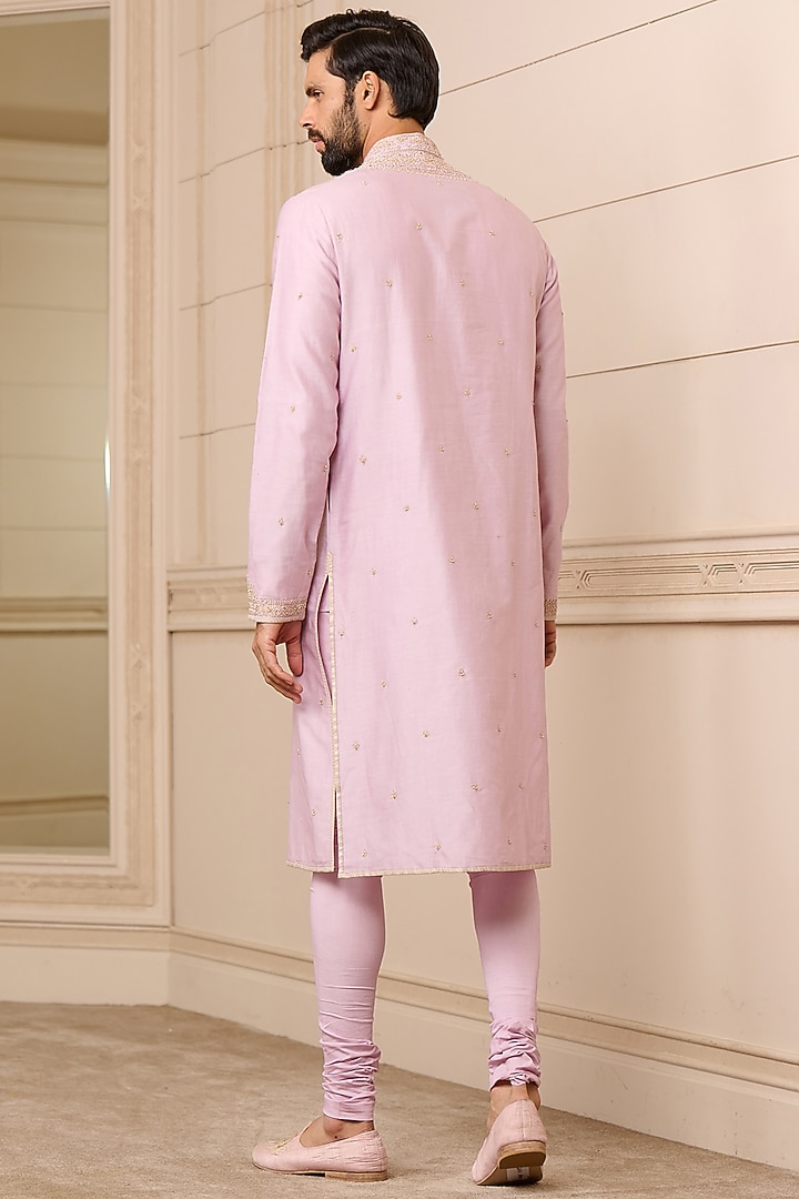 Light Violet Cotton Tussar Kurta Set by Tarun Tahiliani Men at Pernia's Pop Up Shop