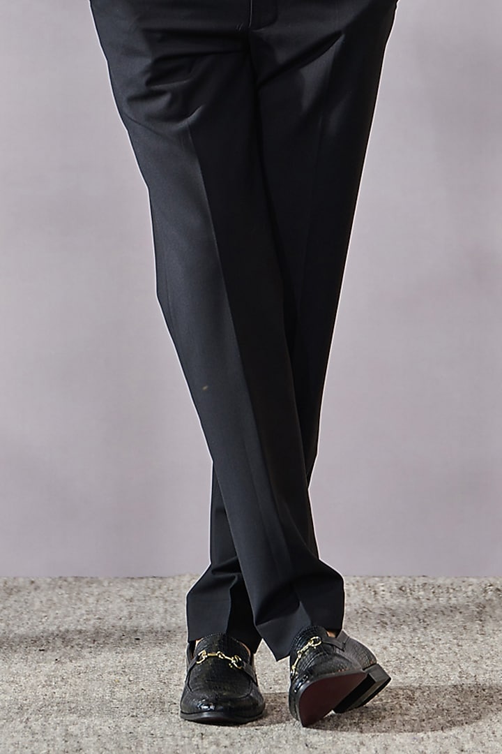 Black Cotton Moss Thread Embroidered Groom Bandhgala Set by Tarun Tahiliani Men at Pernia's Pop Up Shop