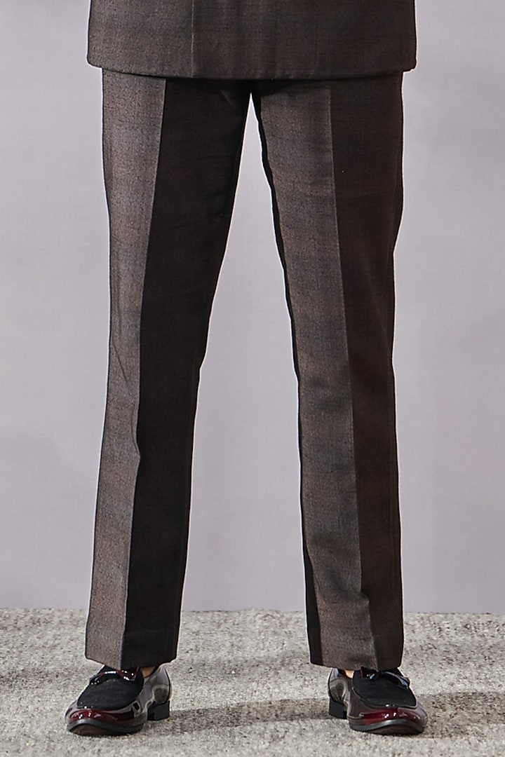 Brown Ombre Tussar Slub Wedding Bandhgala Set by Tarun Tahiliani Men at Pernia's Pop Up Shop