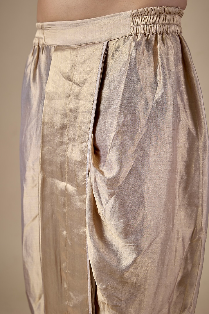 Gold Silk Tissue Draped Dhoti Pants by Tarun Tahiliani Men at Pernia's Pop Up Shop