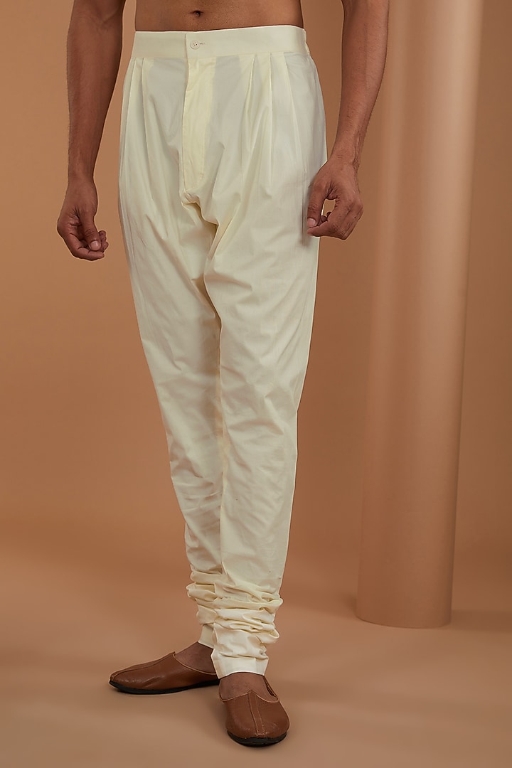 Beige Spun Silk Thread Embroidered Kurta Set by Tarun Tahiliani Men at Pernia's Pop Up Shop