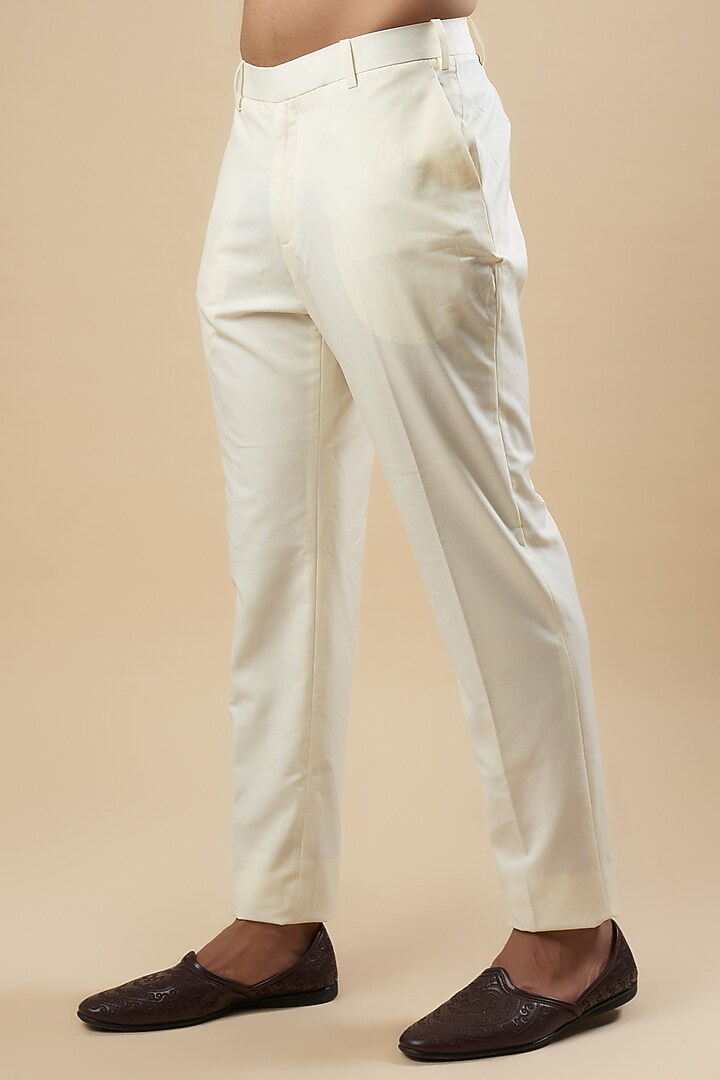 Ivory Georgette Aari Embroidered Groom Bandhgala Set by Tarun Tahiliani Men at Pernia's Pop Up Shop