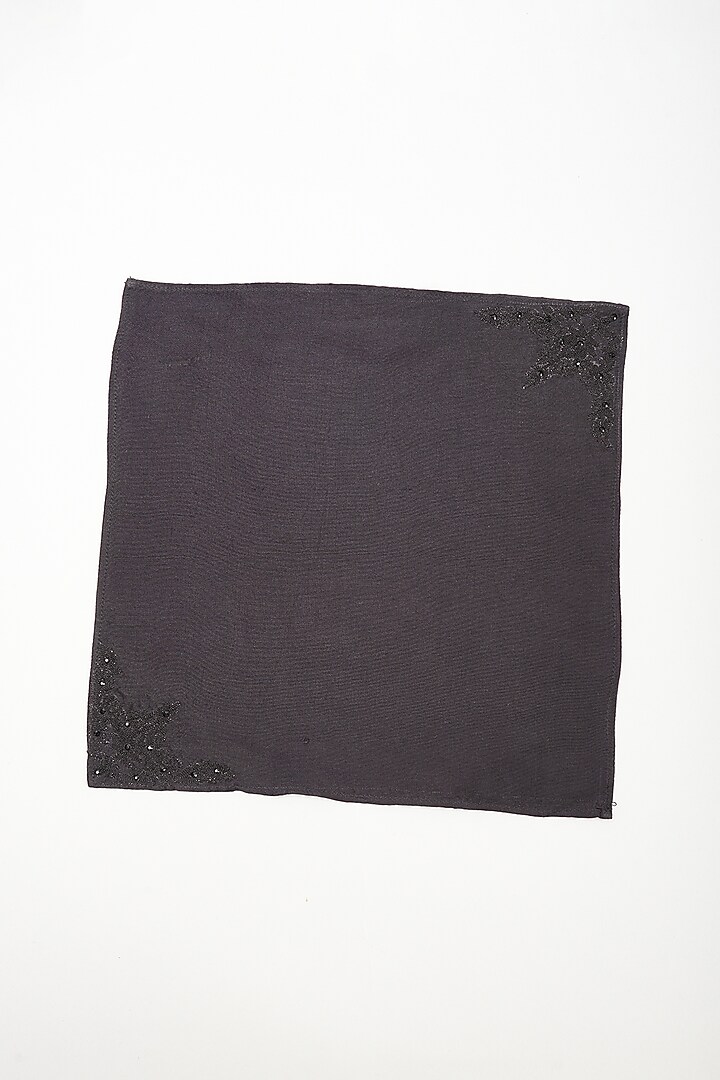 Black Pure Silk Pocket Square by Tarun Tahiliani Men at Pernia's Pop Up Shop