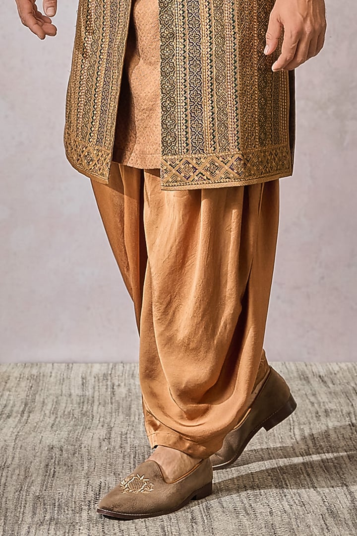 Multi-Colored Linen Printed & Embroidered Groom Sherwani Set by Tarun Tahiliani Men at Pernia's Pop Up Shop
