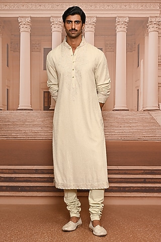 Jade Georgette Threadwork Kurta Set by Tarun Tahiliani Men