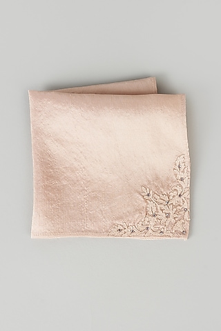 Peach Pure Silk Pocket Square by Tarun Tahiliani Men
