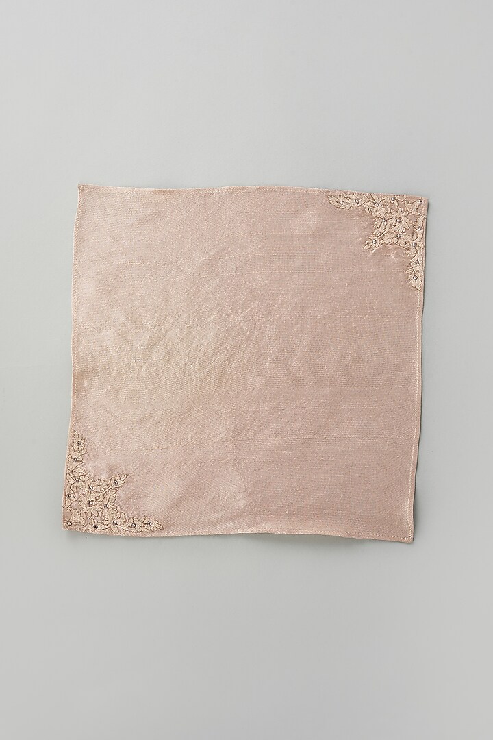 Peach Pure Silk Pocket Square by Tarun Tahiliani Men at Pernia's Pop Up Shop