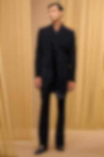 Black Japanese Crepe & Cotton Velvet Indo-Western Set by Tarun Tahiliani Men at Pernia's Pop Up Shop