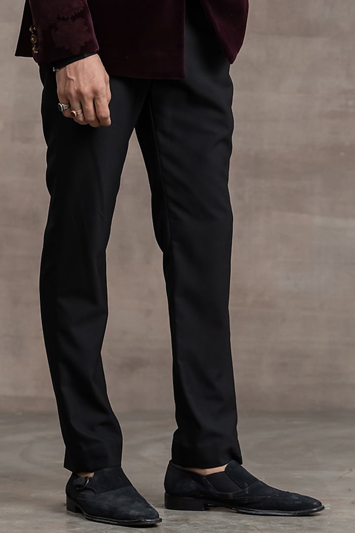 Wine Velvet Groom Bandhgala Jacket Set by Tarun Tahiliani Men at Pernia's Pop Up Shop
