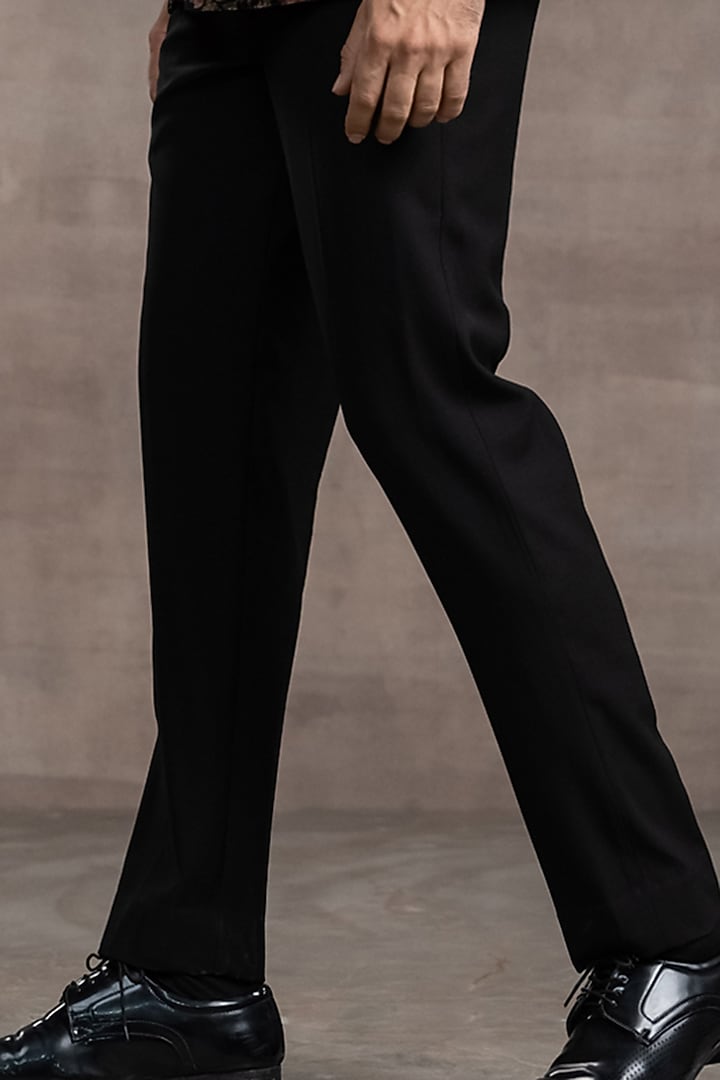 Black & Pink Velvet Groom Bandhgala Jacket Set by Tarun Tahiliani Men at Pernia's Pop Up Shop