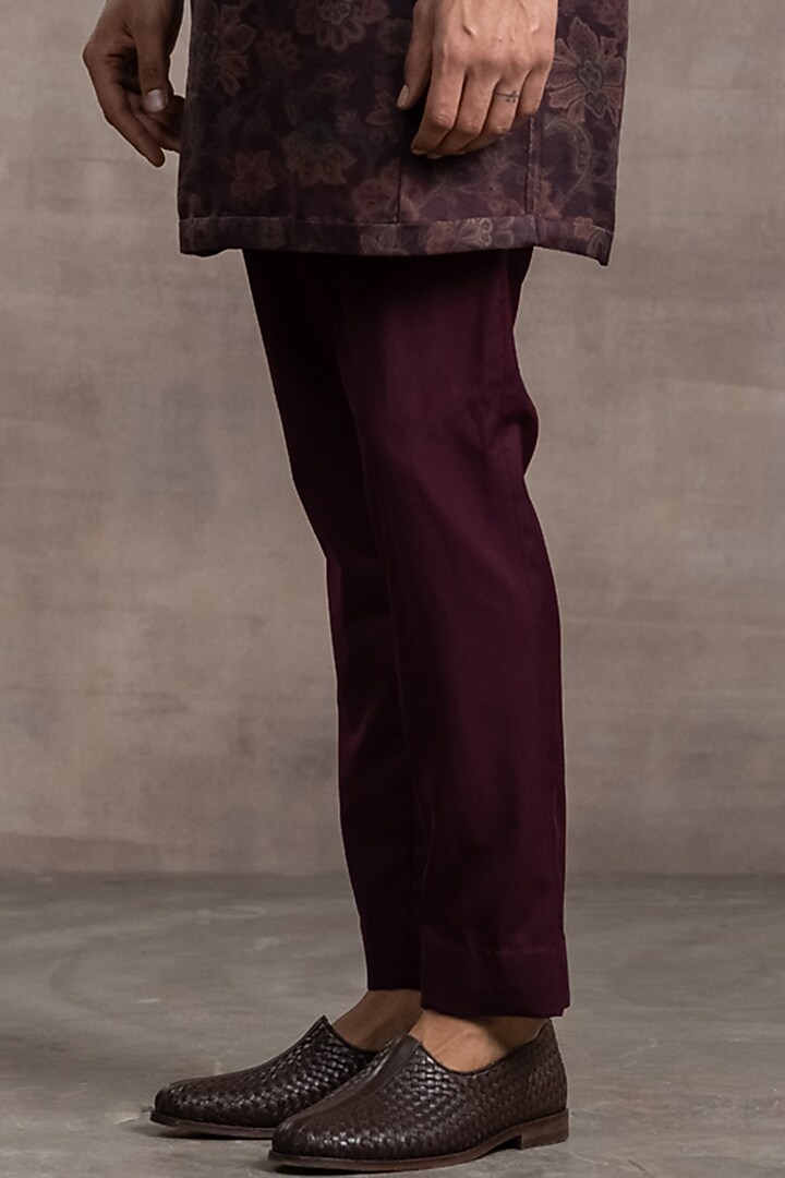 Wine Printed Kurta Set by Tarun Tahiliani Men at Pernia's Pop Up Shop