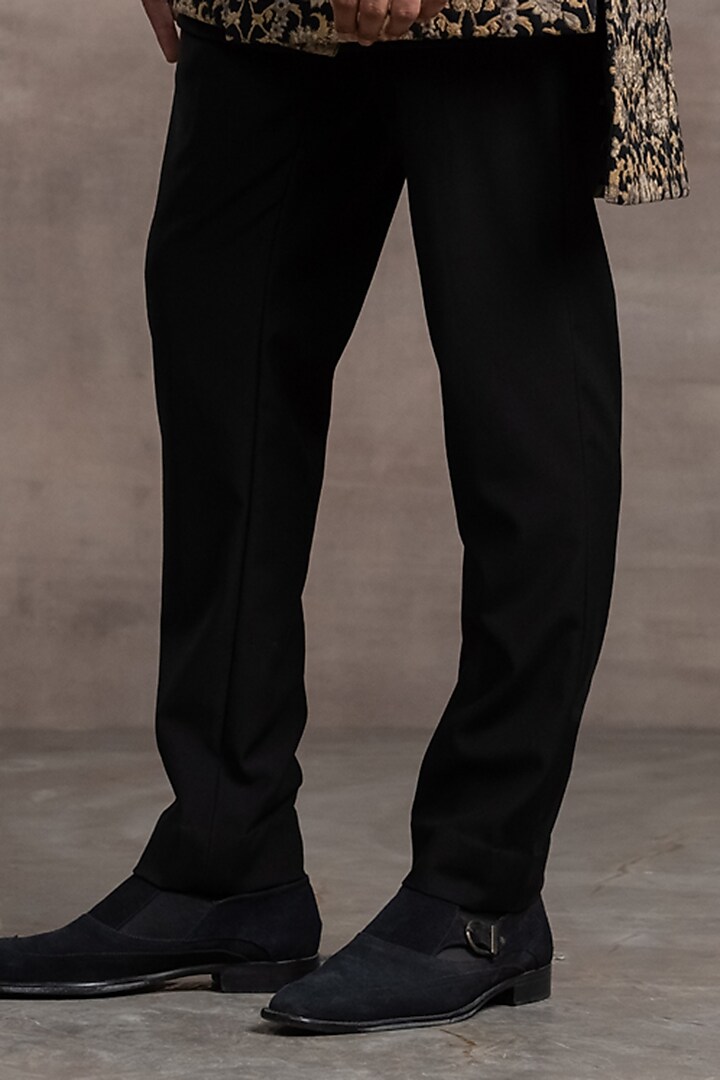 Black & Beige Printed Groom Sherwani Set by Tarun Tahiliani Men at Pernia's Pop Up Shop