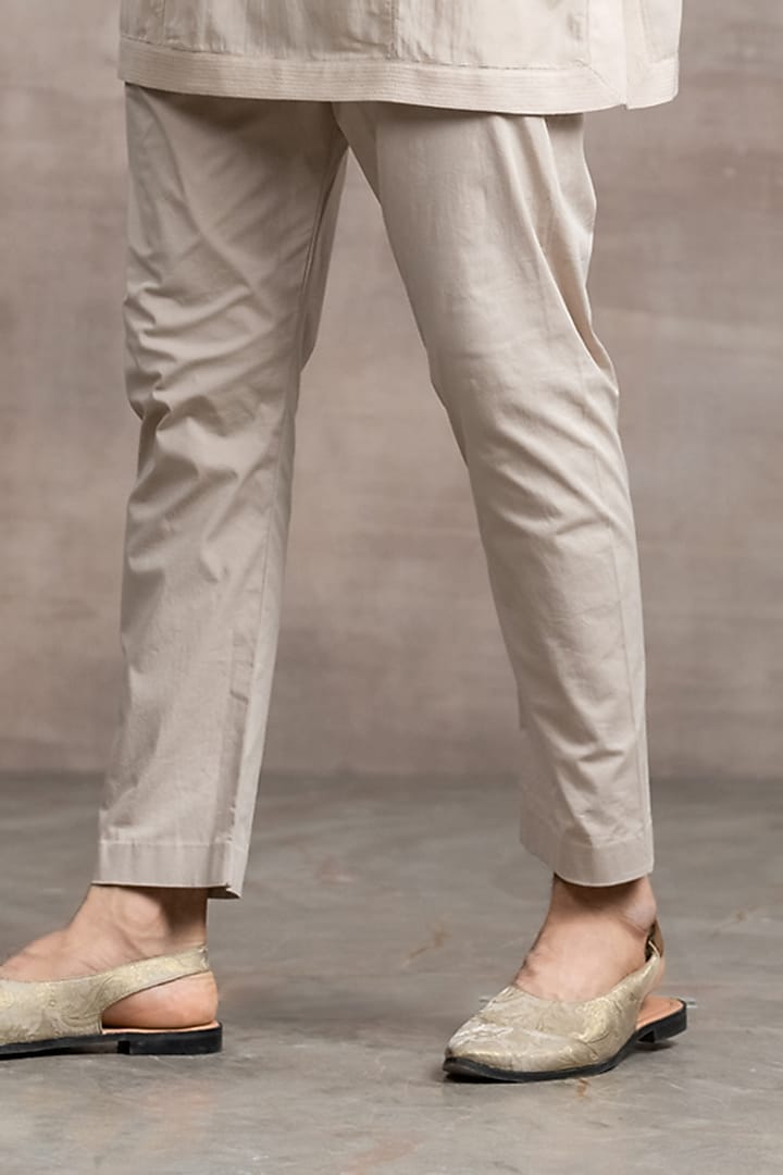 Beige Sushi Voile Kurta Set by Tarun Tahiliani Men at Pernia's Pop Up Shop