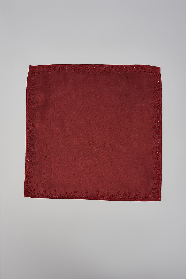 Maroon Pure Silk Pocket Square by Tarun Tahiliani Men at Pernia's Pop Up Shop