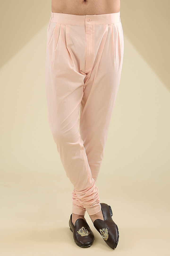 Salmon Silk Embroidered Kurta Set by Tarun Tahiliani Men at Pernia's Pop Up Shop